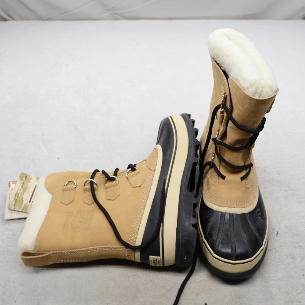 Sorel Mens 8 Snow Boots Beige Caribou II Leather Winter Waterproof NM1000-280
